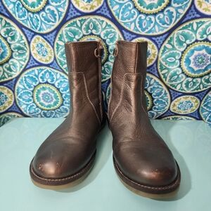 Lands' End Women's Pewter Leather Ankle Boots